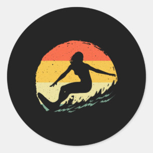Surf Art For Women Girls Beach Surfer Hawaiian Wav Classic Round Sticker
