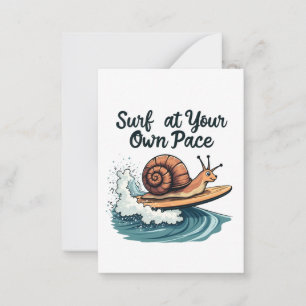 Surf At Your Own Pace Funny Surfing Snail Card