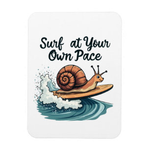 Surf At Your Own Pace Funny Surfing Snail Magnet