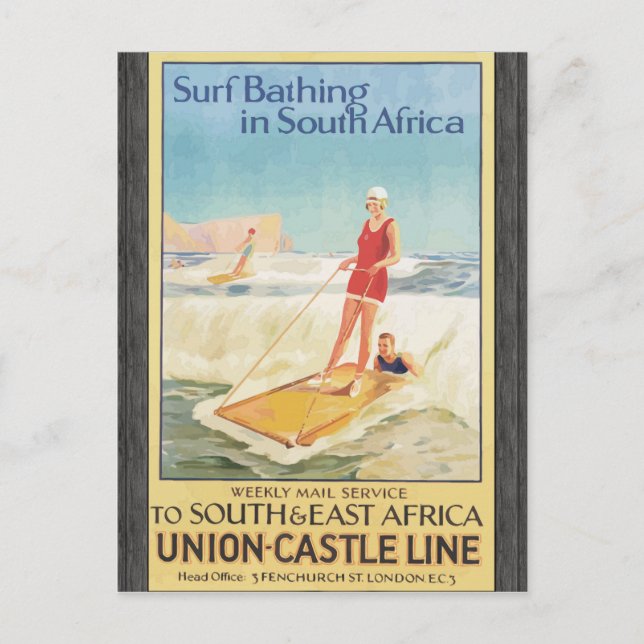 Surf Bathing In South Africa , Vintage Postcard (Front)