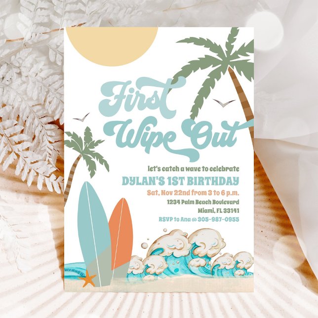 Surf Beach 1st Birthday Invitation (Creator Uploaded)