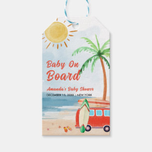 Surf Beach Baby On Board Baby Shower  Gift Tags