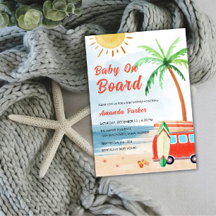 Surf Beach Baby On Board Baby Shower  Invitation