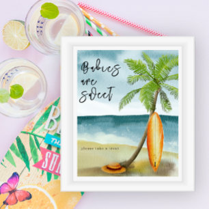 Surf beach baby shower - Babies are sweet  Poster