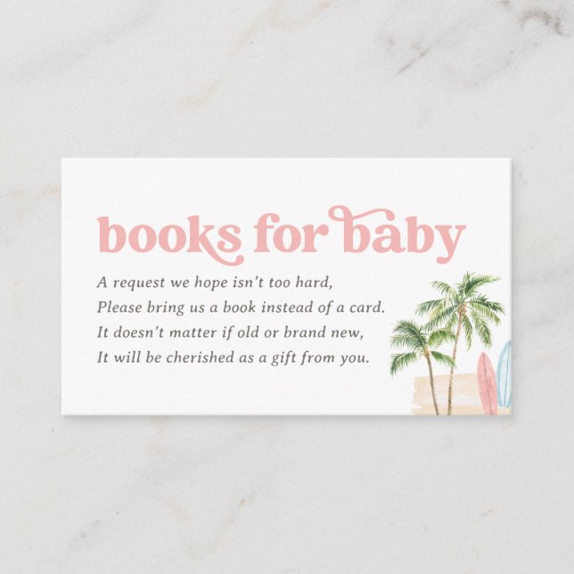 Surf Beach Baby Shower Books for Baby Enclosure Card (Front)