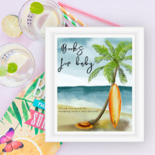 Surf beach baby shower - Books for baby Poster