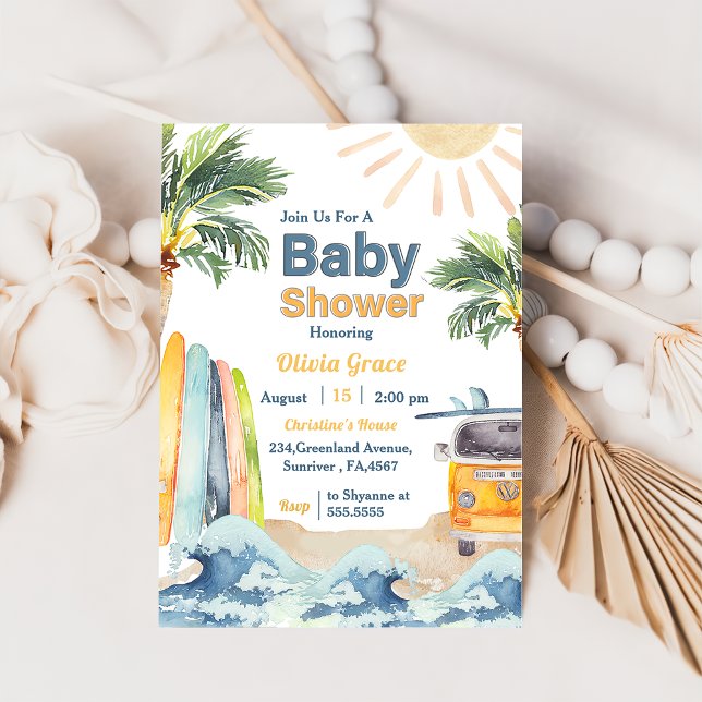 Surf Beach Baby Shower Invitation (Creator Uploaded)