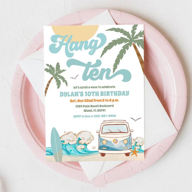 Surf Beach Birthday Party Invitation (Creator Uploaded)