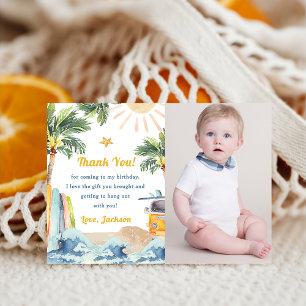 Surf Beach Birthday Party Photo Thank You Card