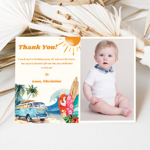 Surf Beach Birthday Party Photo Thank You Card