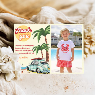 Surf Beach Birthday Party Photo Thank You Card