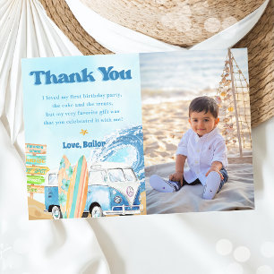 Surf Beach Birthday Party Photo Thank You Card