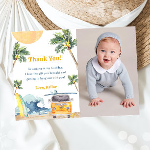  Surf Beach Birthday Party Thank You Card
