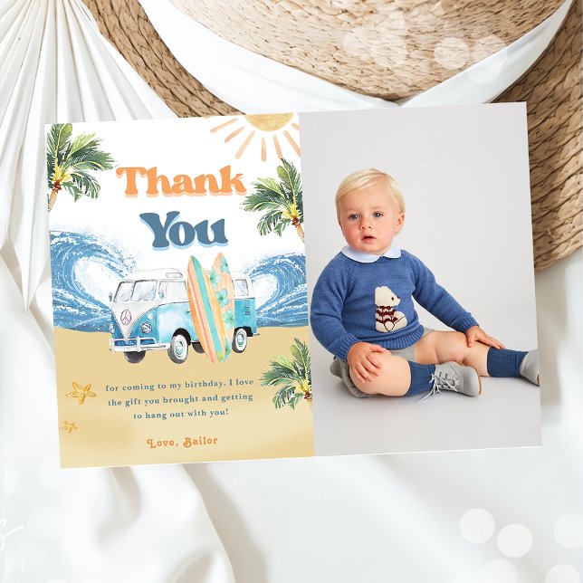  Surf Beach Birthday Party Thank You Card (Creator Uploaded)