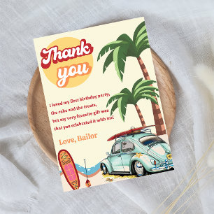 Surf Beach Birthday Party Thank You Card