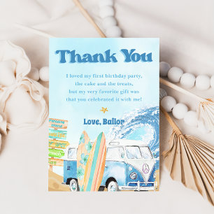 Surf Beach Birthday Party Thank You Card