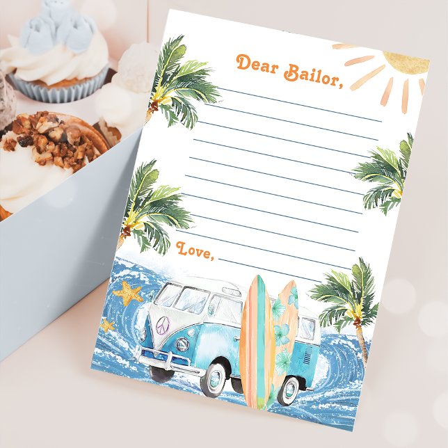  Surf Beach Birthday Party  Time Capsule Note Card (Creator Uploaded)