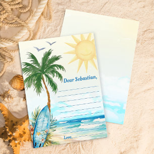 Surf Beach Birthday Party Time Capsule Note Card