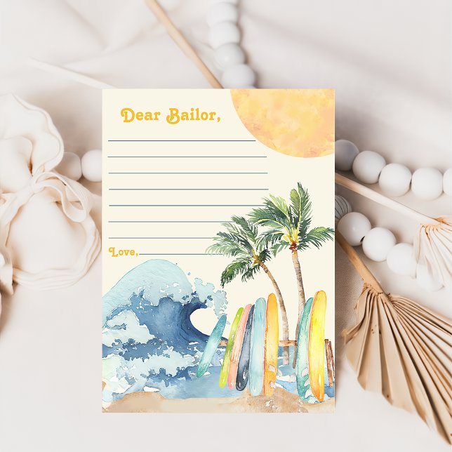  Surf Beach Birthday Party  Time Capsule Note Card (Creator Uploaded)