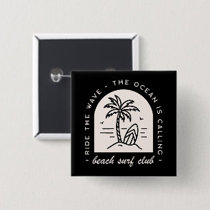 Surf beach club surfing lovers squad crew black 15 cm square badge