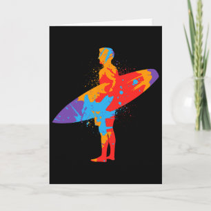 Surf Beach Colorful Surfboard Surfers Boys Men Kid Card
