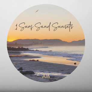 Surf Beach Personalised Classic Round Sticker