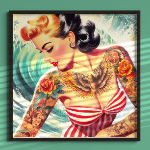 Surf Beach Pin-up Poster