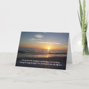 Surf Beach Sunset Serenity Prayer Card