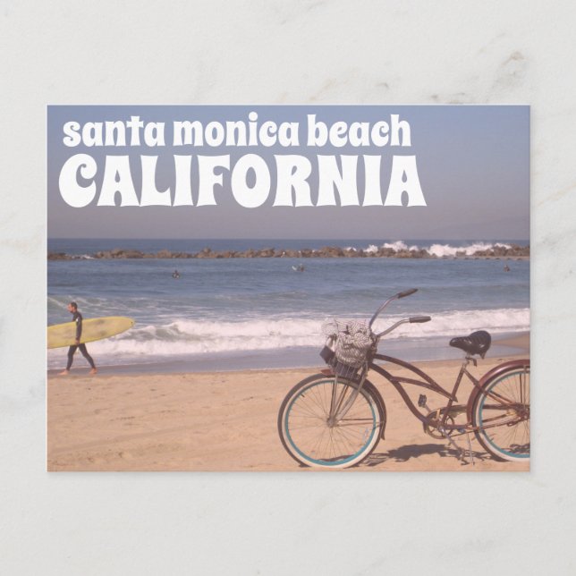 Surf Bicycle California Santa Monica Beach Postcard (Front)