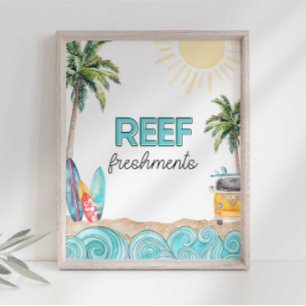 Surf Birthday Party Reef Freshments Sign