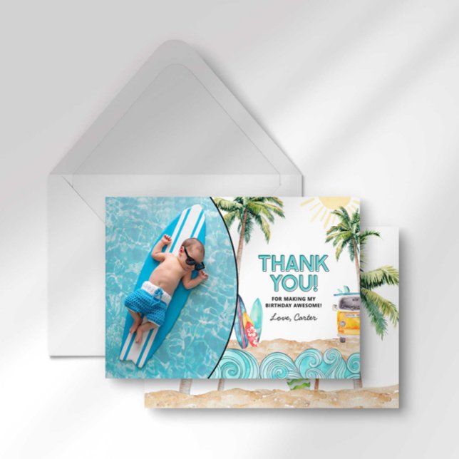 Surf Birthday Thank You Card (Creator Uploaded)