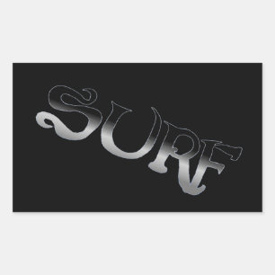 Surf black large rectangle large stickers