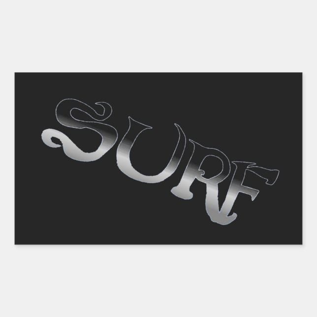 Surf black large rectangle large stickers (Front)