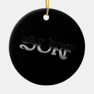 Surf black round ornament