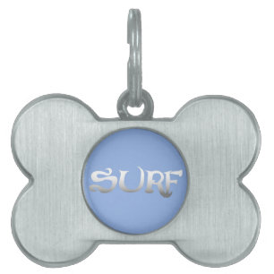 Surf blue pet bone ID tag
