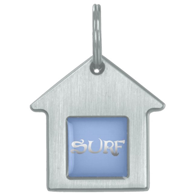 Surf blue pet house ID tag (Front)