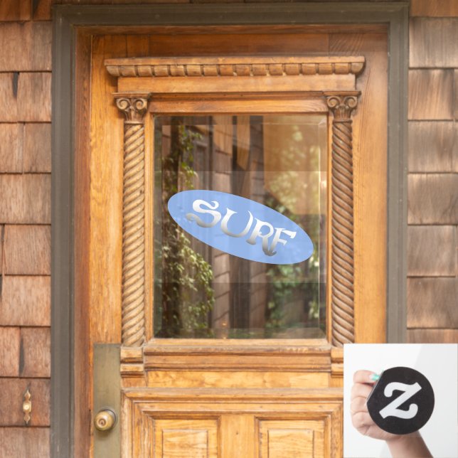 Surf blue tilt oval opaq window cling front stick (Home Door)