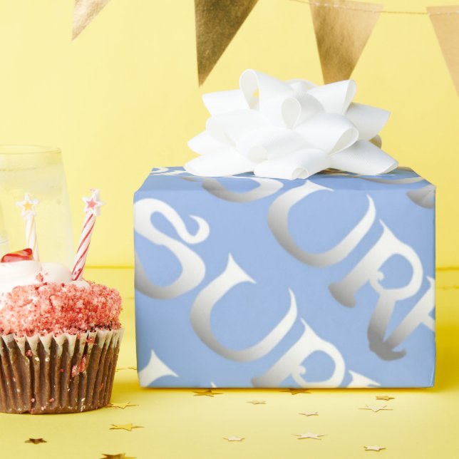 Surf blue tilted glossy wrapping paper (Birthday Party)