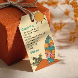 Surf Board Beach 1st Birthday Party Thank You  Gift Tags