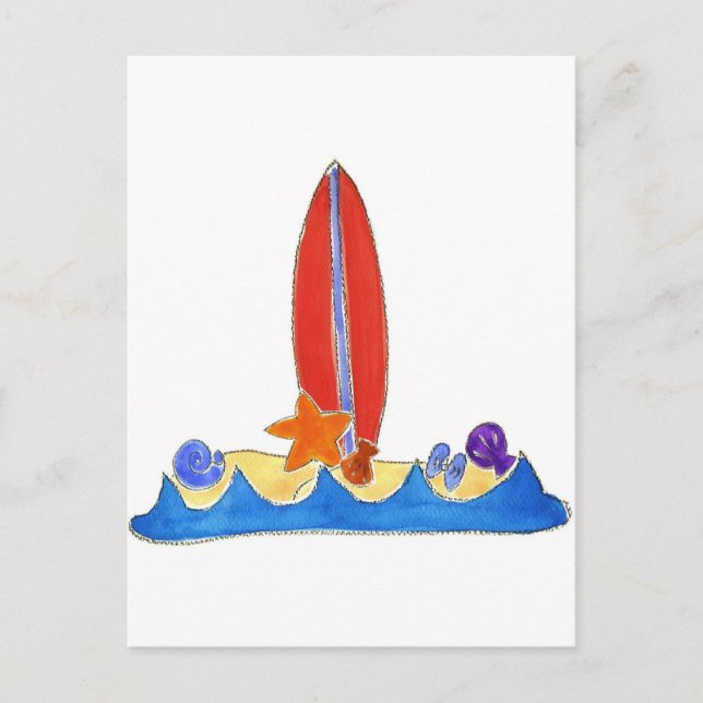 Surf Board Beach Postcard (Front)
