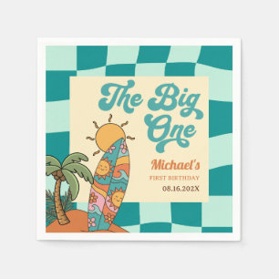 Surf Board Beach Retro Summer 1st Birthday Napkin