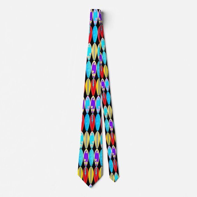 SURF BOARD TIE Colorful black background (Front)