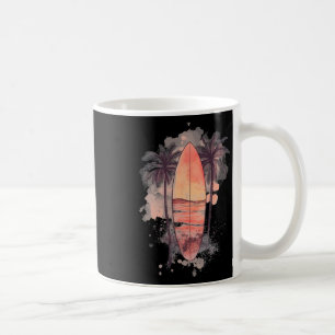 Surf Board Watercolor Surfing Beach Palm Trees Sur Coffee Mug