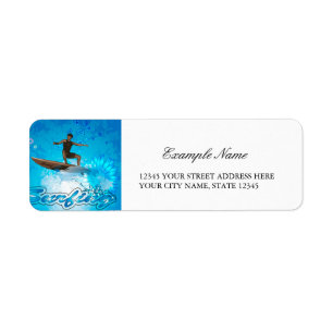 Surf Boarder Return Address Label