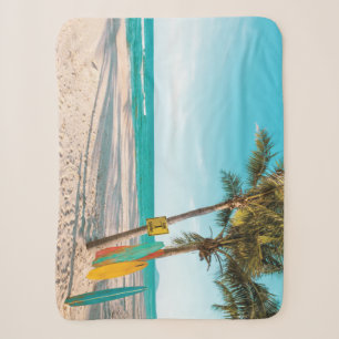 Surf boards on beach throw pillow