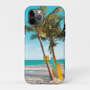Surf boards on beach throw pillow iPhone 11 pro case