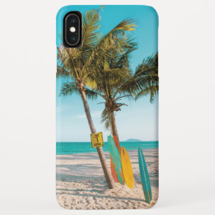 Surf boards on beach throw pillow iPhone XS max case