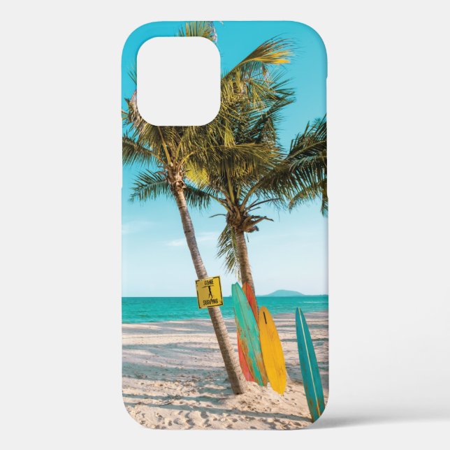 Surf boards on beach throw pillow Case-Mate iPhone case (Back)
