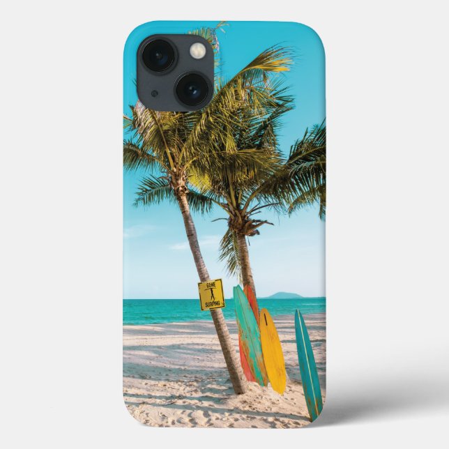 Surf boards on beach throw pillow Case-Mate iPhone case (Back)