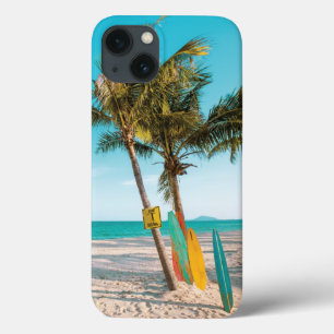 Surf boards on beach throw pillow iPhone 13 case